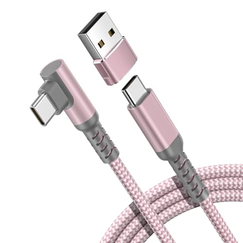 Elebase Right Angle USBC Charger Cable 6.6FT with USB Adapter Pink - color: Angled-Pink, size: 6.6 FT