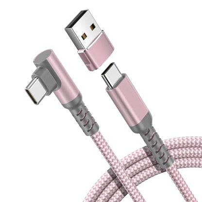 Elebase Right Angle USBC Charger Cable 6.6FT with USB Adapter Pink - color: Angled-Pink, size: 6.6 FT