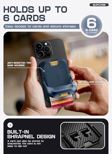SUPCASE for MagSafe Wallet with Stand, Hold 6 Cards, Midnight Blue - color: Midnight Blue
