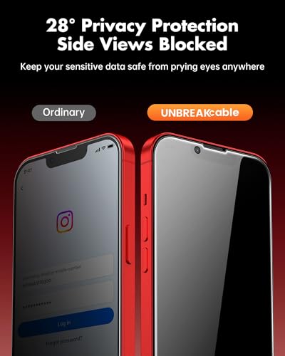 UNBREAKcable 2PCS Screen Protector for iPhone 14 Plus - 1 Privacy Tempered Glass+ 1 Clear Glass Double Shatterproof [Installation Frame] [9H Hardness] [Case Friendly] Anti-Scratch iPhone 6.7 inch - size: iPhone 14 Plus