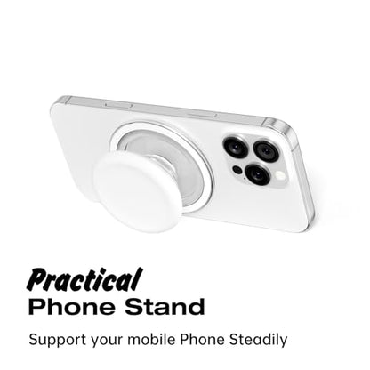 Svanove Silicone Magnetic Phone Grip Compatible with Magsafe Phone Grip Holder, Cute Cell Phones Grips Stand Collapsible Kickstand for iPhone Samsung, Slim Thin Matte Soft Rubber TPU, White - color: White, style: Magnetic