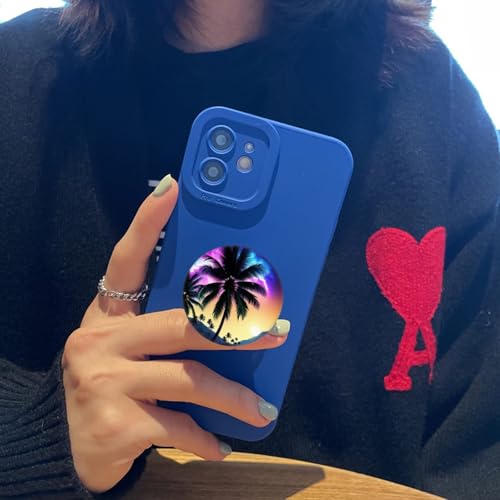 (6 Pack Cell Phone Grip,Phone Finger Foldable Holder Stand Compatible with iPhone - Palm Tree Purple Galaxy - color: Py010