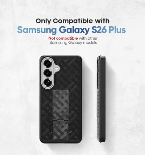 MOTIVE for Samsung Galaxy s26 Plus Case with Belt Clip, Kickstand | 6.7" | Ranger v1 Series, Black, 360° holster, open-top/bottom port access, grip, slim - size: s26 Plus