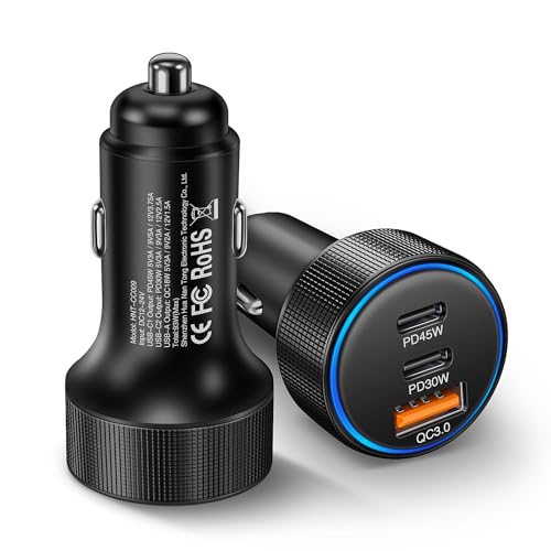 2-Pack Car Charger,93W 3 Ports Fast PD/QC 3.0 Cigarette Lighter Adapter - color: 2-Pack Black