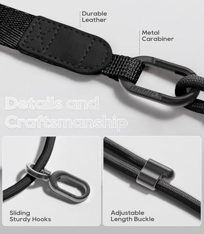 Phone Lanyard Crossbody with Phone Tabs, Adjustable Cellphone Lanyard with Skin-Friendly Neckband and Metal Carabiner - color: Black