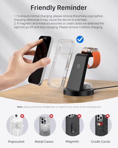 Anlmz 3 in 1 Charging Station - Wireless Charger for Apple Multiple Devices - color: Black