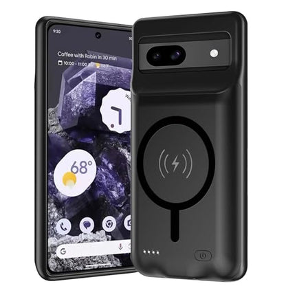 Battery Case for Pixel 8a, Upgraded 10000mAh Battery Pack Rechargeable Charger Case with Wireless Charging Compatible for Pixel 8a (6.1 inch) External Charging Cover(Black) - size: Pixel 8A