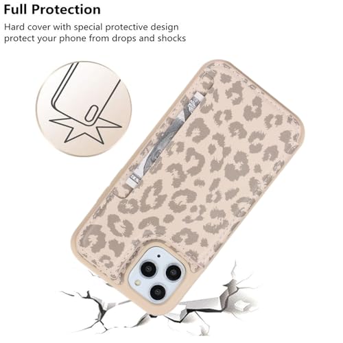 iCoverCase Compatible with iPhone 11 Pro Phone Case with Card Holder, Wallet Case for Women Men RFID Blocking PU Leather Protective Case 5.8 Inch (Beige Leopard) - color: Beige Leopard