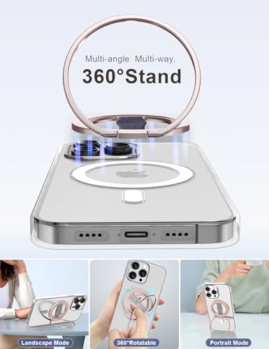 EWA MagOne 3rd Gen [Compatible with MagSafe] Phone Grip Stand with Finger Strap, Removable Magnetic Ring Holder Kickstand Loop for iPhone 17,16,15,14,13,12 Series (Pink) - color: Pink