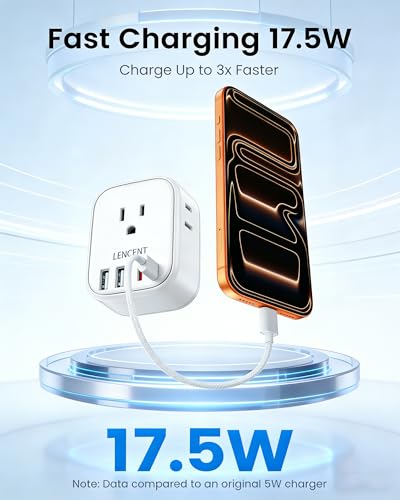 LENCENT US to Japan Plug Adapter, 2 Prong to 3 Prong Outlet Adapter - style: Type A-17.5W-Japan