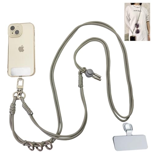 DAOSUN Phone Lanyard CellPhone Strap Crossbody, 3 in 1 Detachable Anti Theft Phone Cross Body Strap - color: Gray-5mm Paracord