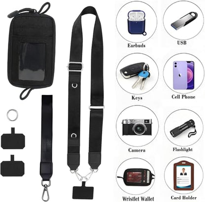 Phone Lanyard Crossbody,phone lanyard with wallet,Adjustable Phone Crossbody Wrist Strap,Universal Cell Phone Lanyard with All Phones-Black - color: B