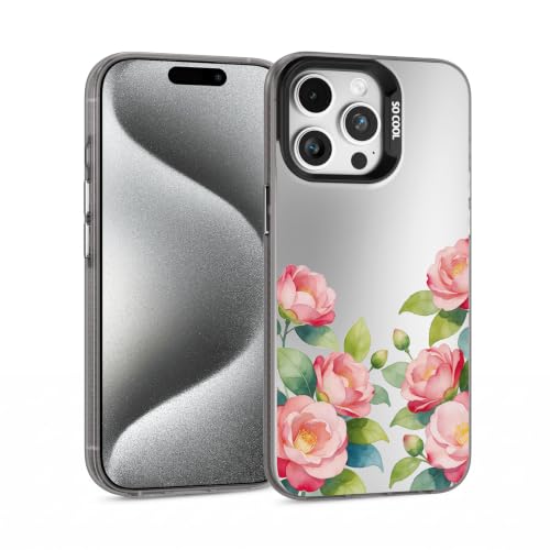 for iPhone 15 Pro Max Case, TPU, Drop Protection, Camellia | Matte Silver Back, Shockproof, Fade-resistant, Anti-yellow, Lens Protection, Precise Cutout, Slim grip, Watercolor Camellia - color: Camellia, size: iPhone 15 Pro Max