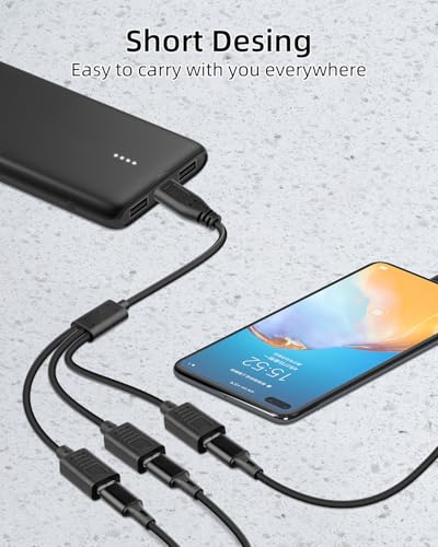 USB C Multi Charging Cable 30cm, 5V/3A USB C Splitter 1 in 3 Out, Type C Splitter Cable Male to 3 Female, Supports Data Sync & Charging for Phones, Tablets, Cameras, Power Banks (2Pack) - style: Type-C male to 3 Type-C female 30cm