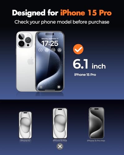 UNBREAKcable iPhone 15 Pro Screen Protector & Camera Lens Protector - size: iPhone 15 Pro