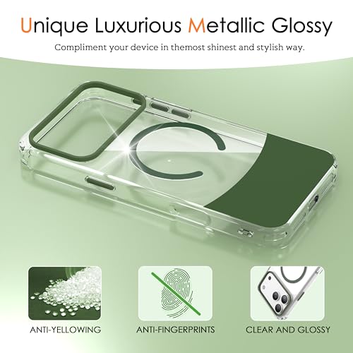 Magnetic Case for iPhone 17, Crystal Clear, [Compatible with Magsafe][Military Grade Drop Protection] Anti-Yellowing Slim Shockproof Transparent Protective Phone Cover, Green - color: Green, size: iPhone 17