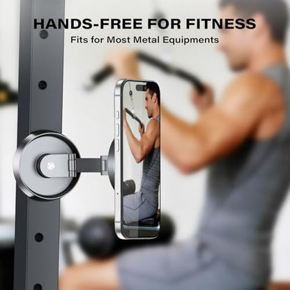 A2C Gym Magnetic Phone Holder, Aluminum Alloy Phone Mount with Suction Cup - color: Silver