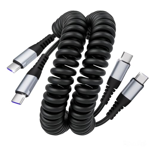 Quickeep Coiled USB C to USB C Cable 3FT 2Pack, USB C Charger Cable for Car