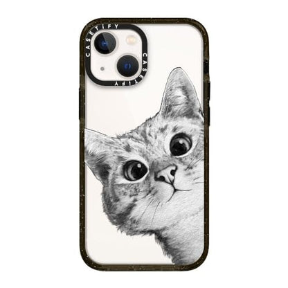 CASETiFY for iPhone 13 Mini Case - Impact | Slim Fit | 6.6 ft. Drop Protection | peekaboo cat on rose gold | Black - color: peekaboo cat on rose gold, size: Iphone 13 Mini (5.4")