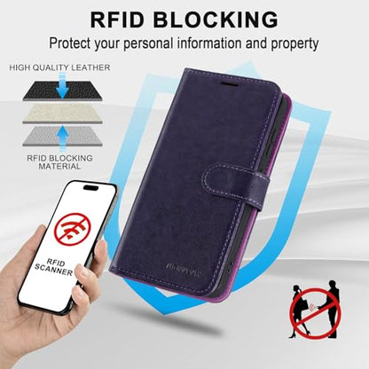 MONASAY Wallet Case for Samsung S23 with 3 Card Holders - Purple - color: Purple, size: Galaxy S23