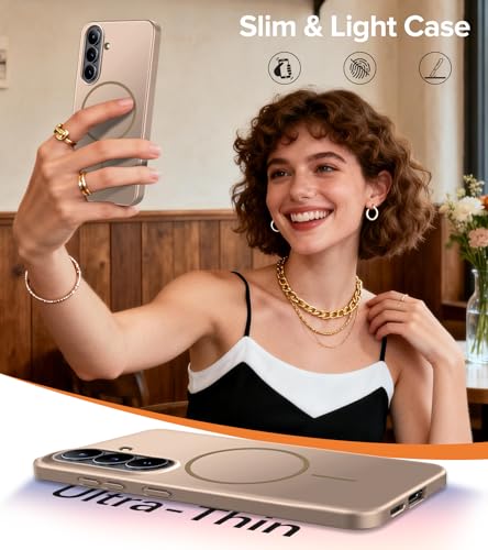 Ultra Thin Case for Samsung Galaxy S26, Silky Touch Anti-Fingerprint, Slim Hard PC Matte Cover Compatible with Mag-Safe Anti-Scratch Shockproof Protective Cases for Samsung S26 5G (Gold) - color: Gold