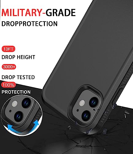 Diverbox for iPhone 11 Case [Shockproof] [Dropproof] [Tempered Glass Screen Protector],Heavy Duty Protection Phone Case Cover for Apple iPhone 11 (Black-2in1) - color: Black-2in1