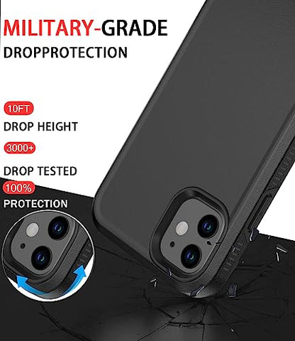 Diverbox for iPhone 11 Case [Shockproof] [Dropproof] [Tempered Glass Screen Protector],Heavy Duty Protection Phone Case Cover for Apple iPhone 11 (Black-2in1) - color: Black-2in1