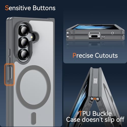 Hensinple for Samsung Galaxy Z Fold 8 Ultra Case,Z Fold8 Ultra| Z Fold 7 Case [Compatible with MagSafe] Translucent Matte Military Grade Protection Shockproof Rugged Magnetic Phone Cover(Gray) - color: Z Fold 8 Ultra-Gray, size: Galaxy Z Fold 8 Ultra| Z F