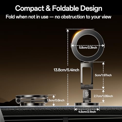 Syncwire Fits MagSafe Car Mount Magnetic Phone Holder for Dash and Tesla - color: Titanium Black