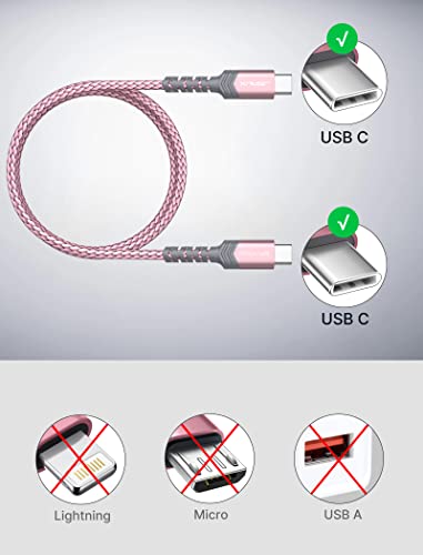 JSAUX USB C to USB C Cable, 3-Pack 10ft/6.6ft/3.3ft, 5A Fast Charging, Pink - color: Pink, size: 10 ft+6.6 ft+3.3 ft