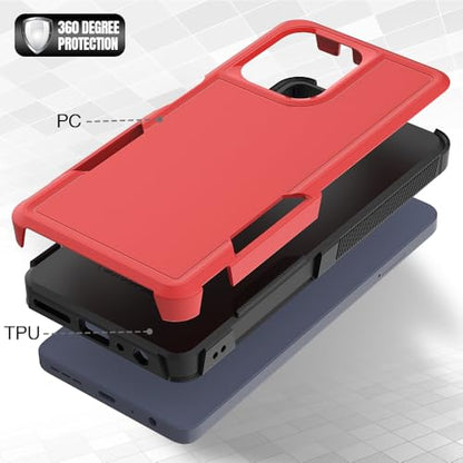 for Motorola Moto G Power 2026 / Moto G Power 2025 Case: Dual Layer Protective Heavy Duty Cell Phone Cover Shockproof Rugged with HD Screen Protector Military Protection Bumper Tough, Red - color: Red (PC) + Black (TPU)