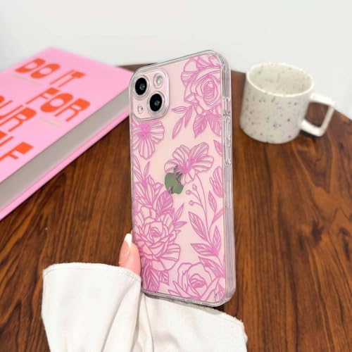 NITITOP Compatible for iPhone 17 Case Cute Clear Floral Flower - Pink | for Girls Women , Girly , Aesthetic , Soft TPU , Full Camera Lens , Protective , Shockproof Phone Cover - color: Pink