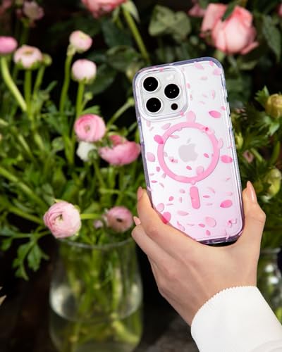 Tech21 FlexQuartz Phone case for iPhone 15 Pro - Compatible with MagSafe - 15x Military Standard Protection - Cherry Blossom Design - color: Pink, size: iPhone 15 Pro