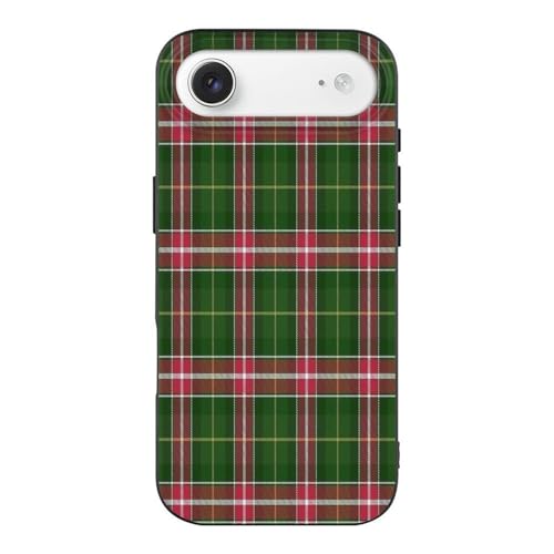 Green Red Checkered & Yellow LinesAnti-Yellowing Soft TPU Phone Case for iPhone 17, Shockproof and Scratch-Resistant Case - color: black-style-205