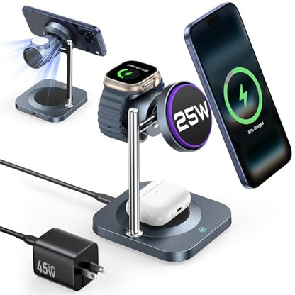 Meifigno Qi2.2 Certified 25W 3-in-1 Fast Wireless Charging Station with Fan
