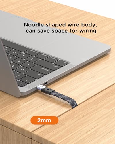 USB4 Cable 5FT Flat USB C to USB C Cable, Thunderbolt 4 Compatible 40Gbps Data Transfer, 240W PD Fast Charging & 8K@60Hz Video Cable for MacBook, iPad, External SSD - color: Straight, size: 60.0 inches