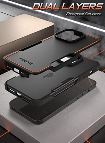 Poetic Neon iPhone 14 Pro Max Case, Heavy Duty Dual Layer Slim Shockproof Cover, Wireless Charging Compatible, Anti-Slip, 6.7 Inch - Black - color: Black, size: iPhone 14 Pro Max