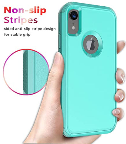 Diverbox for iPhone Xr Case [Shockproof] [Dropproof] [Dust-Proof],Heavy Duty Protection Phone Case Cover for Apple iPhone XR - color: Teal-3in1
