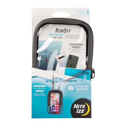 Nite IZE Runoff Waterproof Phone Case with TRU Zip Technology - IP67 Waterproof Phone Case & Lanyard - Poolside & Beach Accessories for Cell Phone - Charcoal