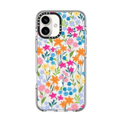 CASETiFY for iPhone 16 Plus Case - Impact Clear Compatible with MagSafe | Not Yellowing | 6.6 ft. 3x Military Grade Drop Protection | bright spring flowers - daisy floral pattern | Clear - color: bright spring flowers, size: Iphone 16 Plus (6.7")