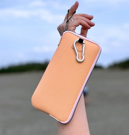 OneJoy Phone Sleeve Lightweight Cell Phone Pouch for Mobile Protection, Slim Fit and Durable, with Clip-on for Easy Carrying, Enough for 6.1" to 6.9" Cellphone [ Peach ] - color: Peach