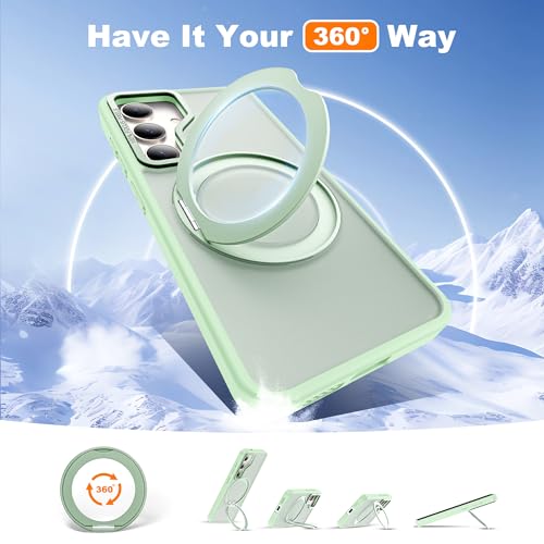 Compatible with Samsung Galaxy S24 Plus Case with 360Rotatable Magnetic Ring Stand Compatible with Mag-Safe Military Protection Matte Translucent Phone Case for Galaxy S24+,Green - color: Green, size: Samsung Galaxy S24 Plus