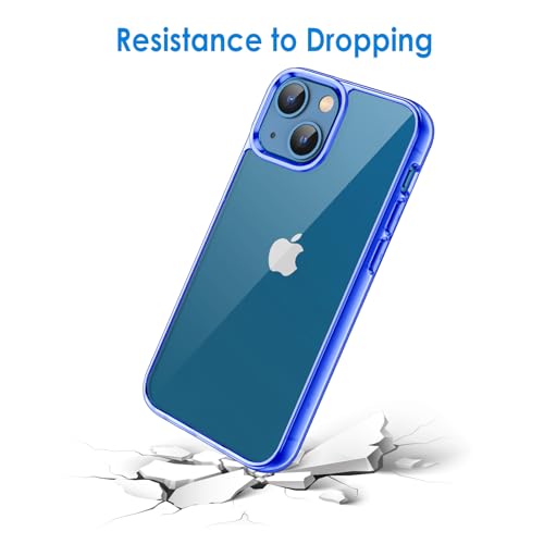 JETech Case for iPhone 13, Anti-Yellowing, Blue | Shockproof Protection, Scratch Resistant Hard PC Back, Durable Transparent TPU Bumper - color: Blue