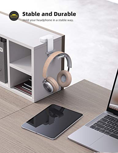 Lamicall Headphone Stand Adhesive Rotatable Headset Earphone Hanger Hook - color: White