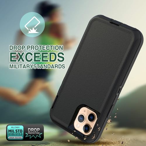 Case for iPhone 11 Pro, Heavy-Duty Tough Rugged Shockproof Drop Protective Cover Phone Cases, Black - color: Black+Black, size: iPhone 11 Pro