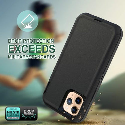 Case for iPhone 12 Pro Max, Heavy-Duty Tough Rugged Shockproof Drop Protective Cover Phone Cases, Black - color: Black+Black, size: iPhone 12 Pro Max