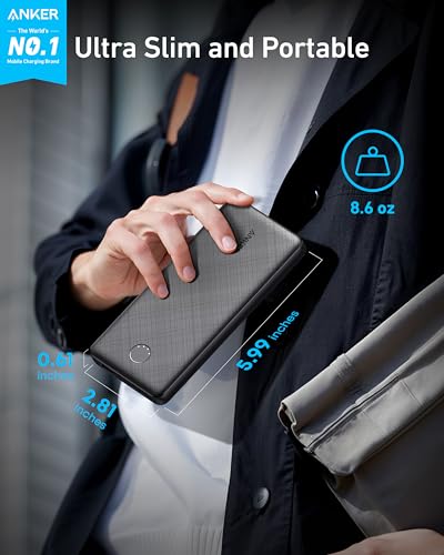 Anker Power Bank, 10,000mAh Portable Charger, PowerIQ USB-C Battery Pack - color: Black