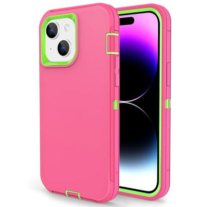 Compatible with iPhone 15, Girl's Dual Layer Shockproof Full Body Cover Military Grade Drop Protection Heavy Duty Phone Case for Apple iPhone 15/14/13 6.1 inch (Rose/Lime) - color: Rose/Lime