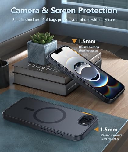 FNTCASE for iPhone 17e/16e Case Magnetic Black Matte | with Screen Protector, Silicone Matte Textured, Military Grade Drop Protection Slim Rugged Shockproof Phone Cover - color: Black Matte