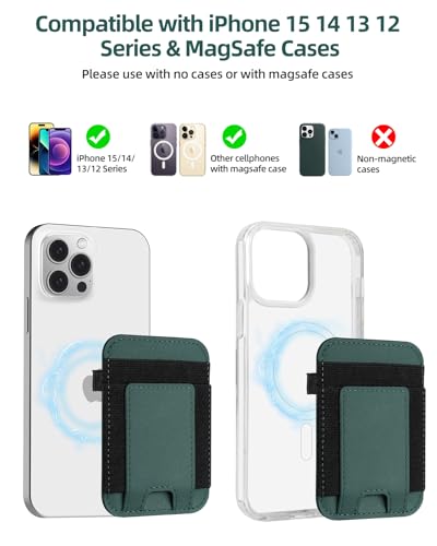For Magsafe Wallet, 7 Card Holder, RFID Blocking, Strongest Magnet | Magnetic Wallet for iPhone 17/16/15/14/13/12 Series, for Magsafe Card Holder with 2 Card Slots, Vegan Leather, Green - color: Green